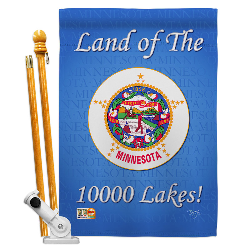 Double Sided 40'' H x 28'' W Polyester Flag Set, Minnesota Americana