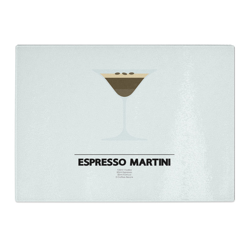 Espresso Martini Cocktail Chopping Board, 0.4cm H x 28.5cm W x 39cm L