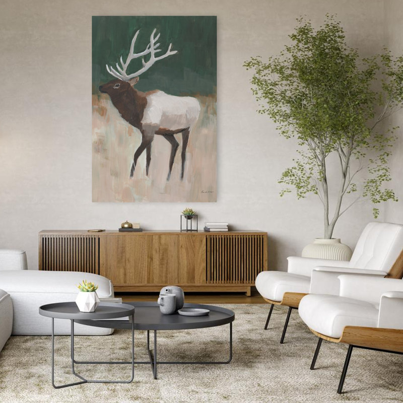 Elk Country, art animalier abstrait contemporain, H 48 po x l 32 po