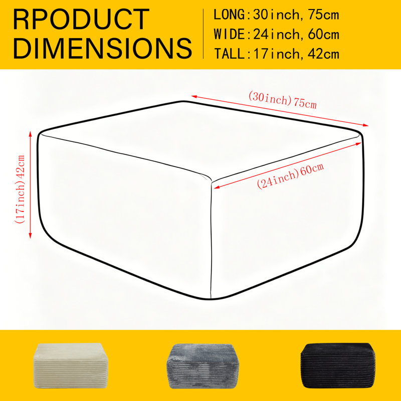 Pouf compact moderne, en velours côtelé camel, repose-pieds portatifs pour la maison, Ne s'applique pas 1