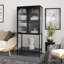 Grande armoire de rangement en verre trempé 63 po avec tablettes réglables Mauresha-872562495