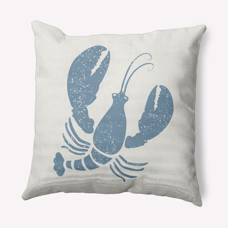 Lobster Coastal Pillow Cover & Insert, 14" x 20", Dusty Smoke/White