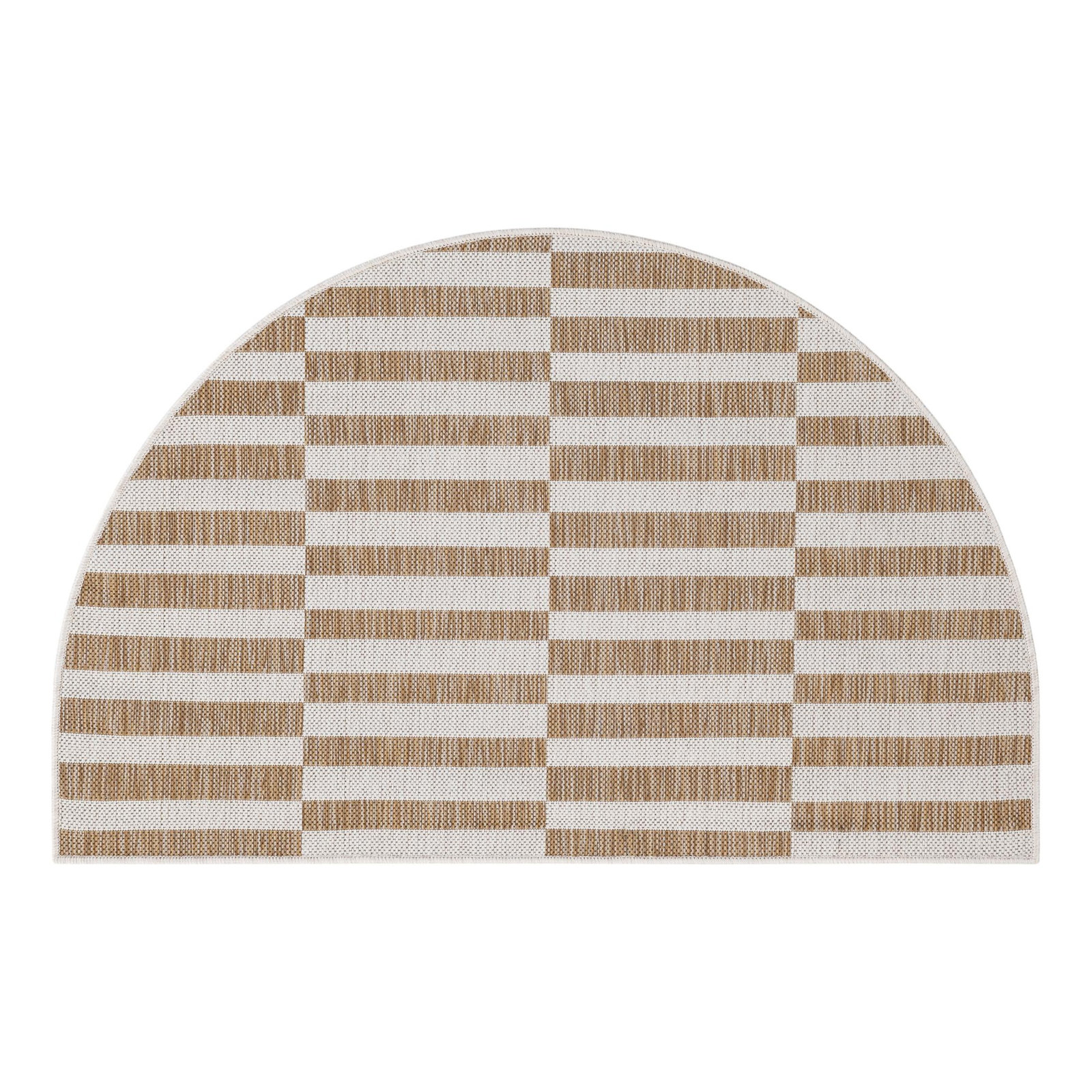 Robinson Taupe Ivory Outdoor Rug, Half-circle 2'7" x 4'1"