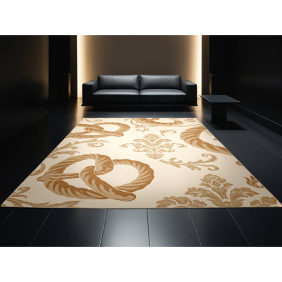 Tapis moelleux moelleux moelleux en damas beige classique Adama