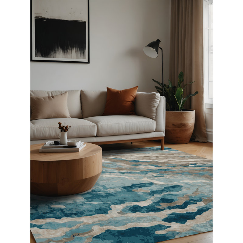 Machine Washable Gray Area Rug, Square 4'