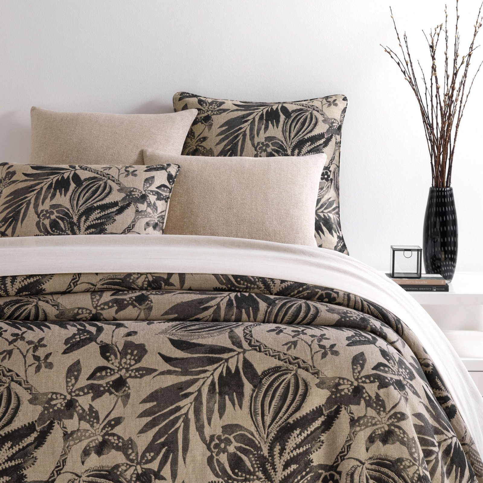 Antigua Linen Duvet Cover, King Duvet Cover, Black