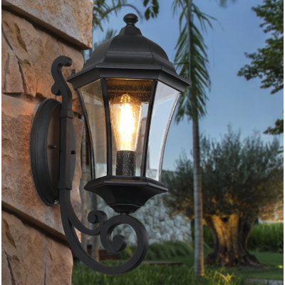 19.5-Inch Dusk to Dawn Photocell Outdoor Wall Lantern Matte Black