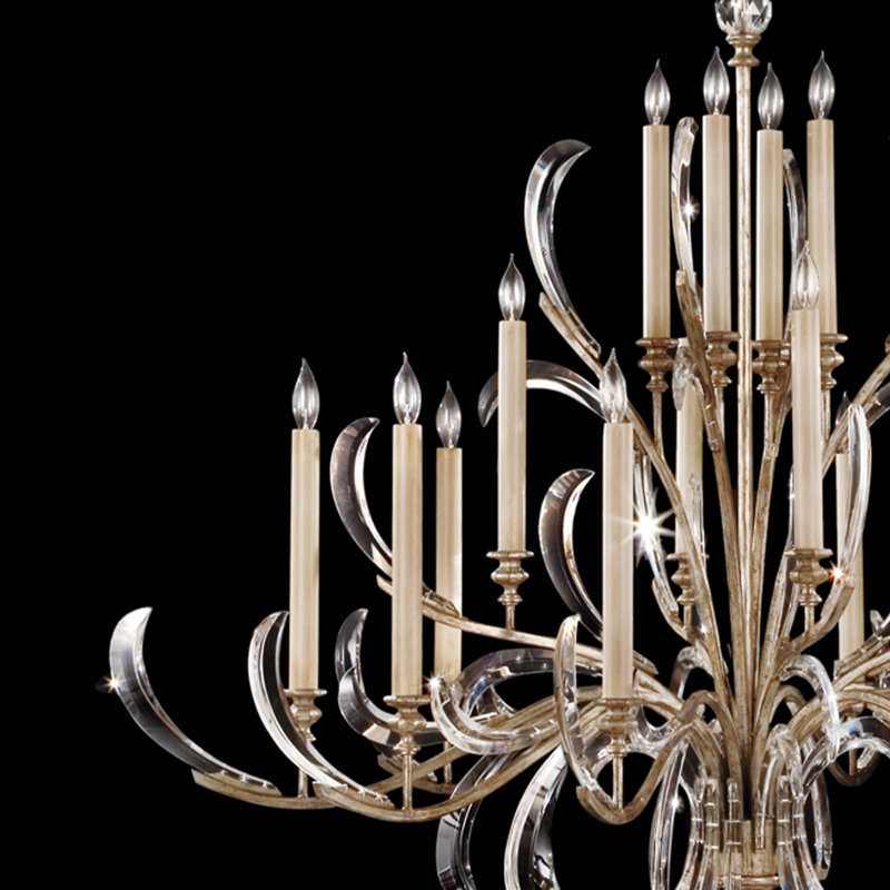 Lustre rond biseauté 58 po, Feuille d'argent