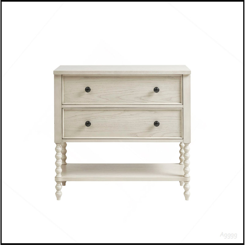 2 Drawer Accent Chest Antique Cream