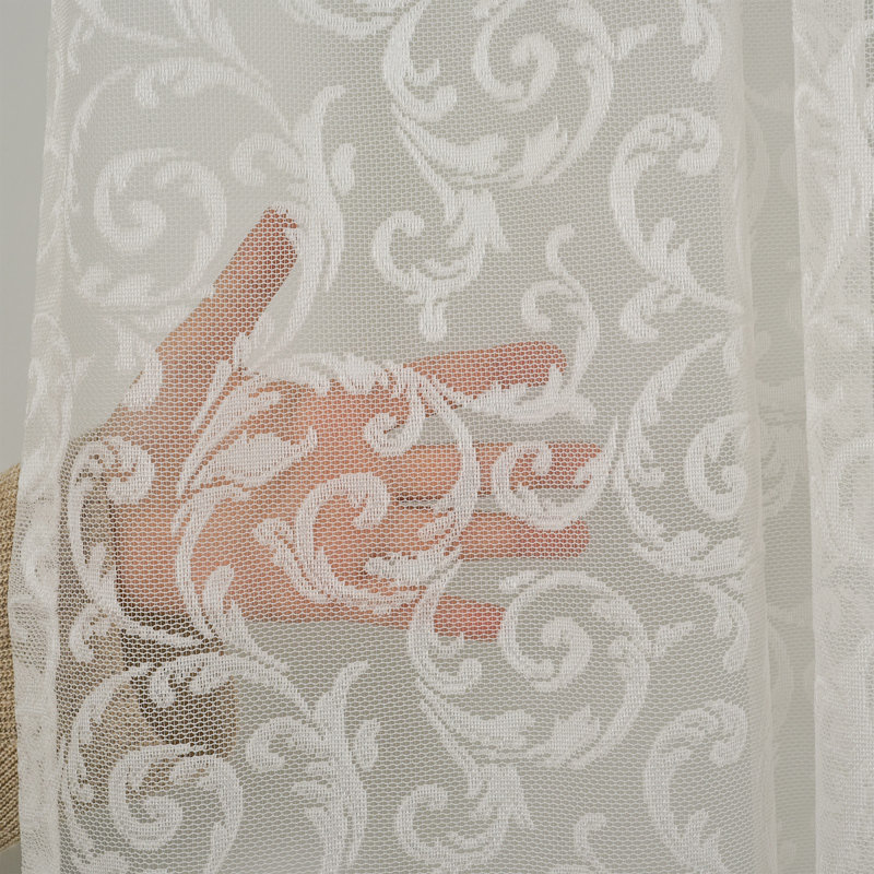 Cream Lace Classic Sheers Curtain Panels,Sheer Window Curtain,Shabby Chic, White, 52" W x 120" L