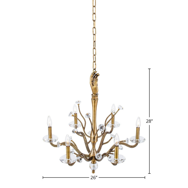 Venus 6 LT Historic Brass Chandelier Kalco