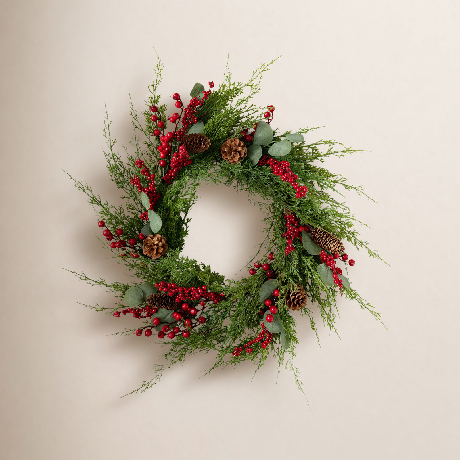 24'' Faux Cedar Polyethylene Plastic Wreath