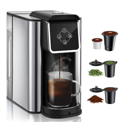 Cafetière à portion unique 3-en-1, compatible avec les capsules et les moules K-Pod, machine à thé, tailles d'infusion de 6 à 10 oz, réservoir amovible de 50 oz, infusion rapide, conception compacte, 120 V et 1150 W