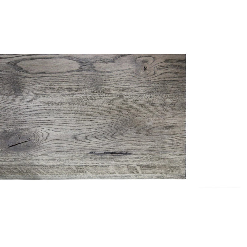 Alvardo Solid Wood Dining Table, 76cm H x 180cm L x 90cm W, Black, Grey Wood