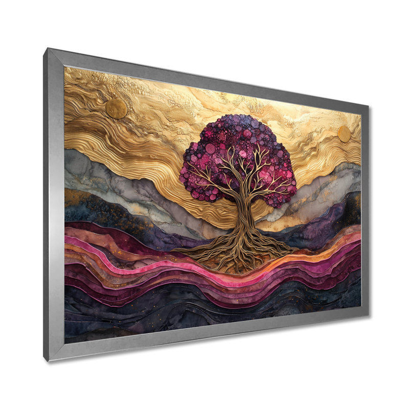 Bourgogne, arbre de vie sur pierre, rivière II, H 24 po x l 32 po, Reproduction encadrée d'une seule photo sans pass