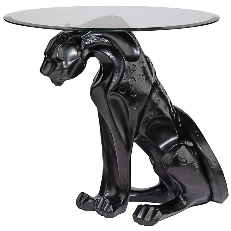 Black Jaguar Figurine End Table