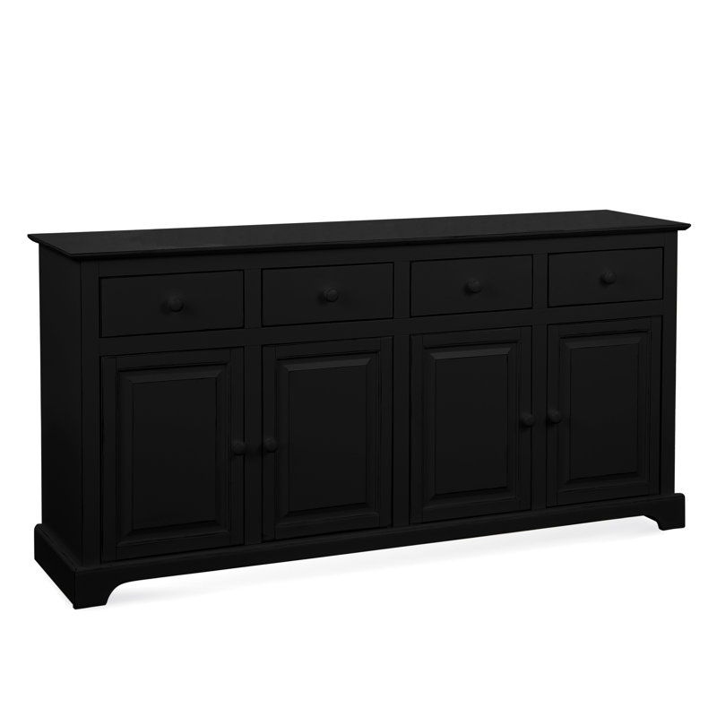 Buffet en bois d'hévéa 4 tiroirs Hues, Noir, noir, noir, noir