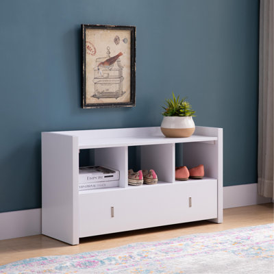 Banc d'entrée pour chaussures, organisateur à trois tablettes avec tiroir de rangement