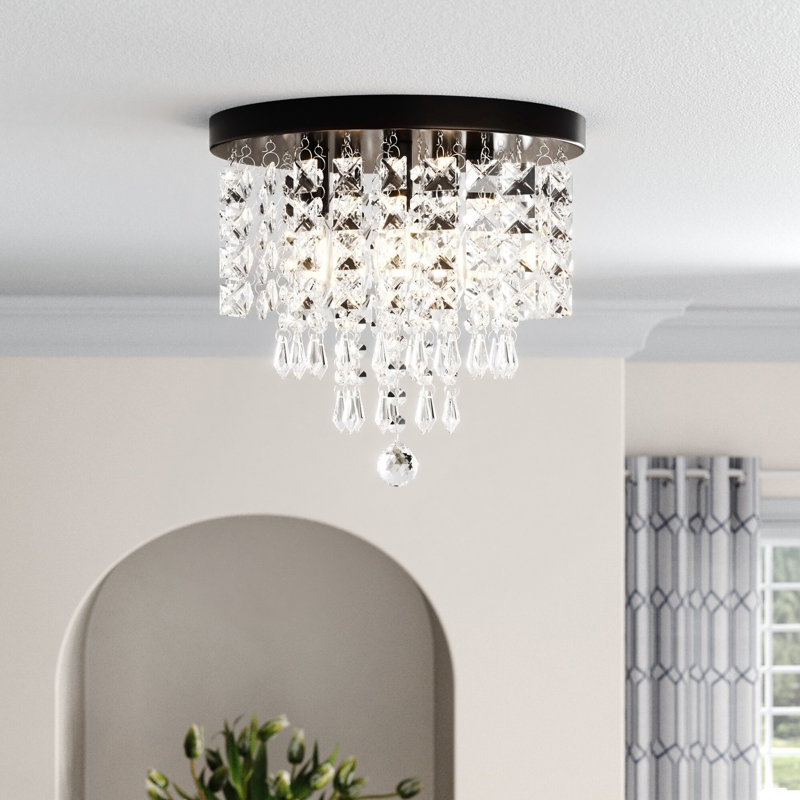 Plafonnier encastré en cristal 5 lumières Salley, Bronze