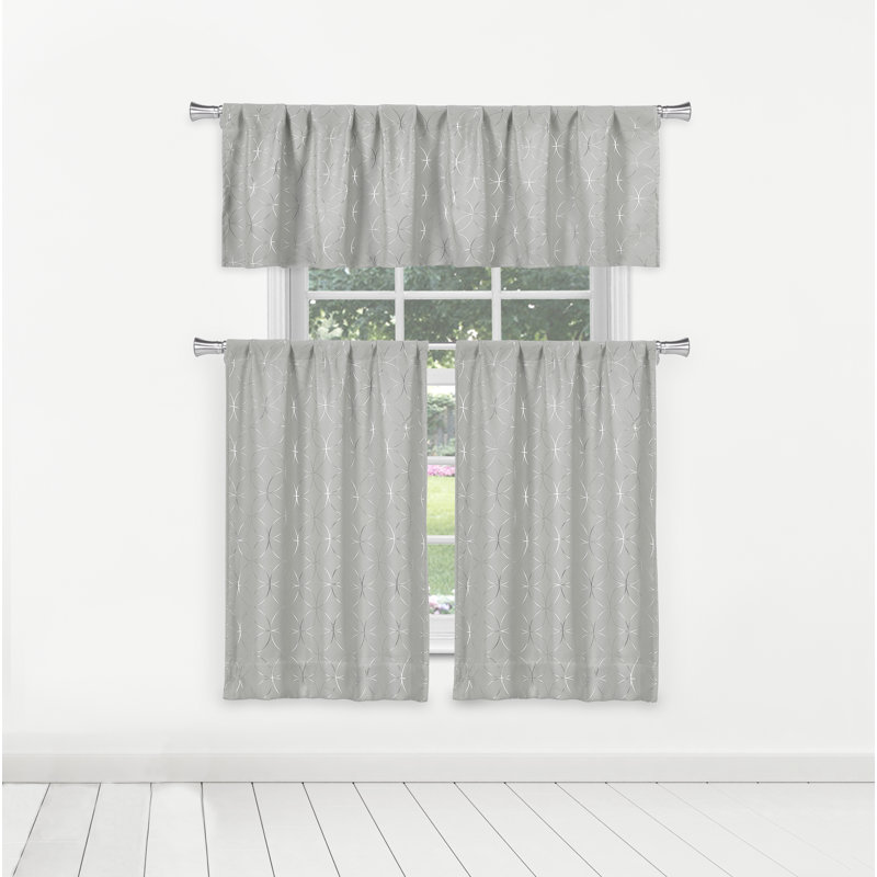 Geometric Tailored Kitchen Curtain, Gray