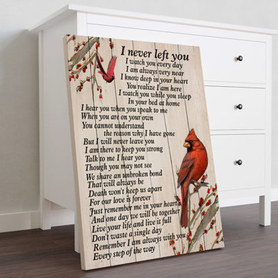 Cardinal Birds - Live Your Life And Live It Full Gallery Wrapped Canvas - Animal Motivational Memorial Illustration Decor, Red And Pink Home Decor