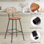 Ensemble de 2 tabourets, tabourets de bar, tabourets de bar d'intérieur à hauteur de comptoir en métal, tabouret de comptoir en cuir avec dossier en rotin