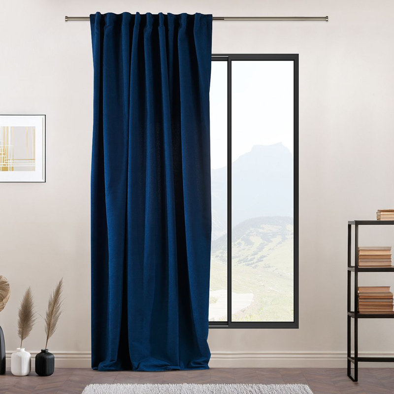 Extra Long & Extra Wide Decorative Curtain Single Panel, 140cm Width x 200cm Drop, Navy Blue