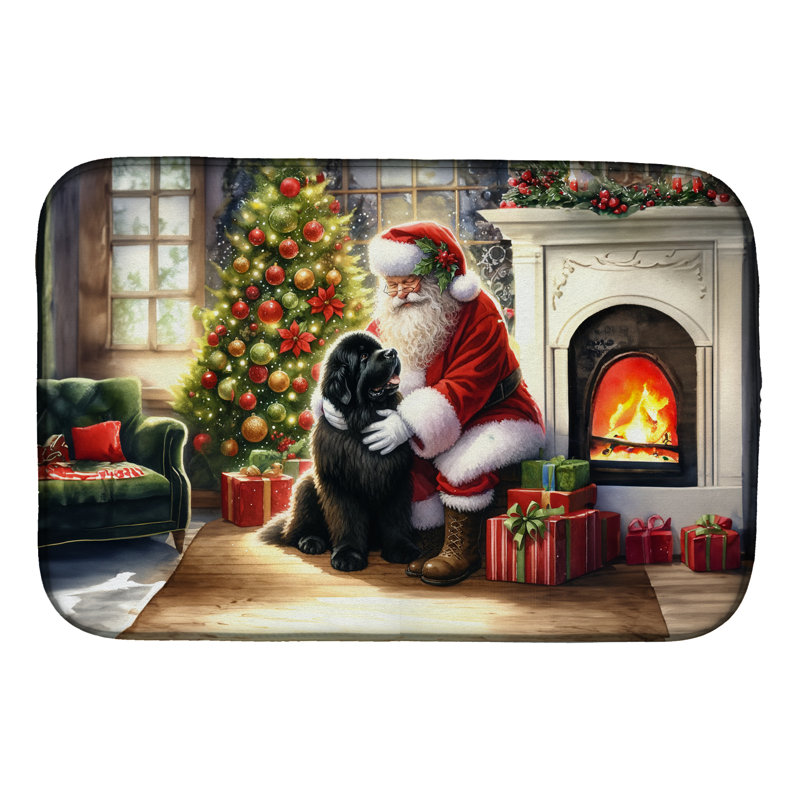 Newfoundland and Santa Claus Dish Drying Mat