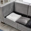 Canapé 2+3 places de style moderne en velours gris avec clous carrés argentés, coussins à ressorts haute élasticité confortables, housses lavables, espace de rangement, montage facile, pieds stables en bois massif 5 places.