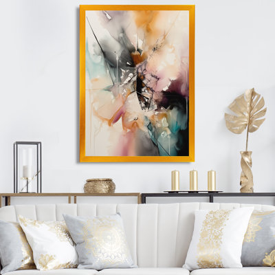 Orange marbré aquarelle II - décoration murale abstraite