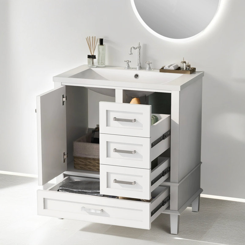 Nouri 30'' Free Standing Single Bathroom Vanity with Top, White