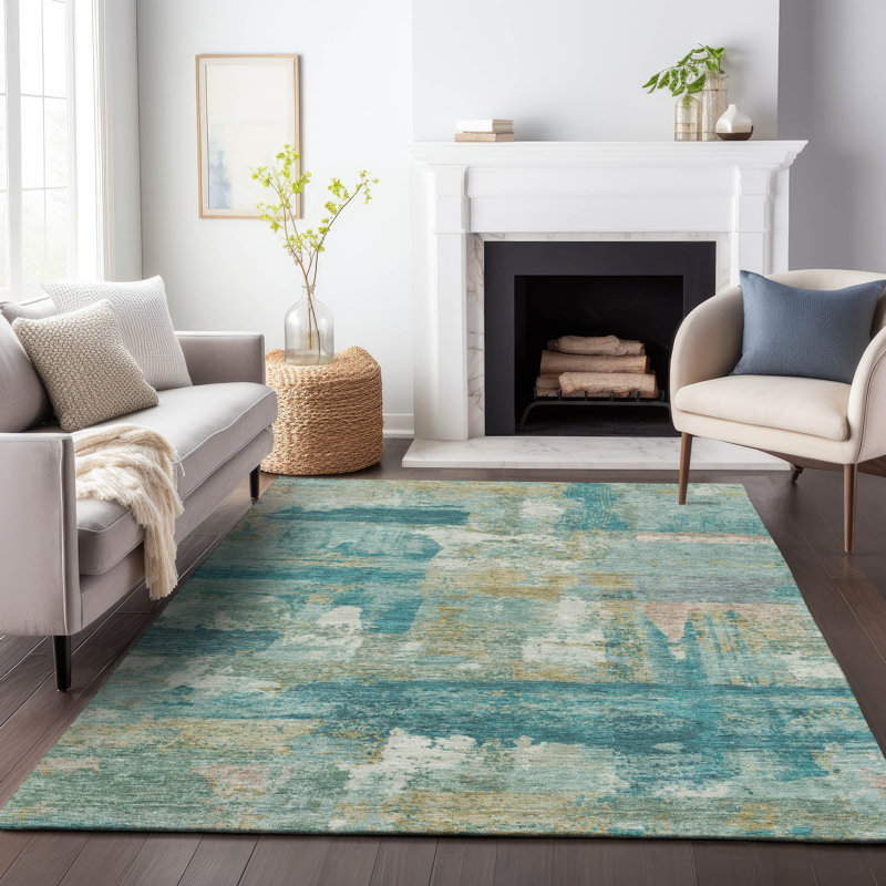 Machine Washable Indoor/Outdoor Meredith ACN2147 Abstract Rug, Rectangle 10' x 14'