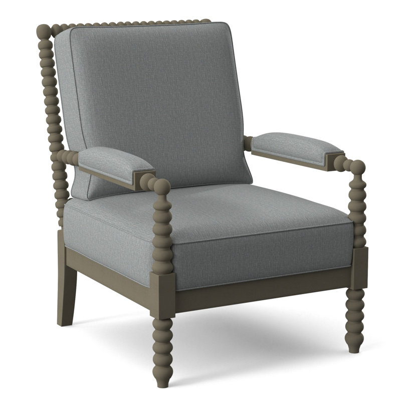 Lind Island 29" Wide Lounge Chair, Tan Gingham; 0112-73, Stone Hearth Finish