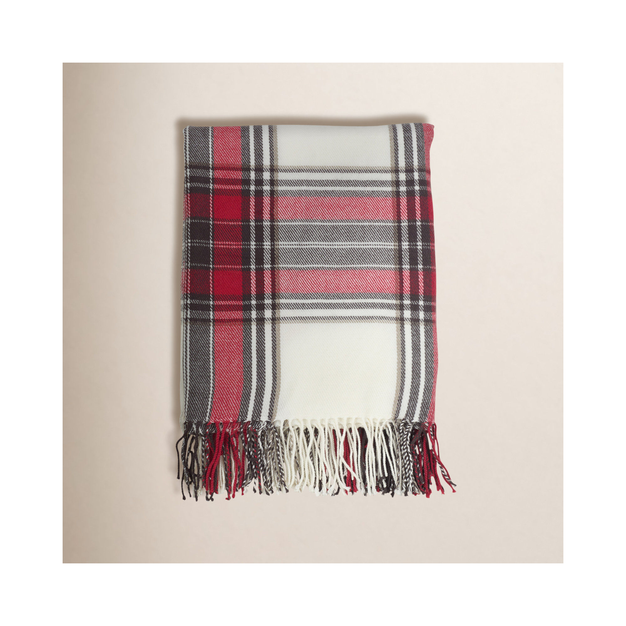 Sevan Collection Hand Woven Throw Blanket, Red/Black/Off White
