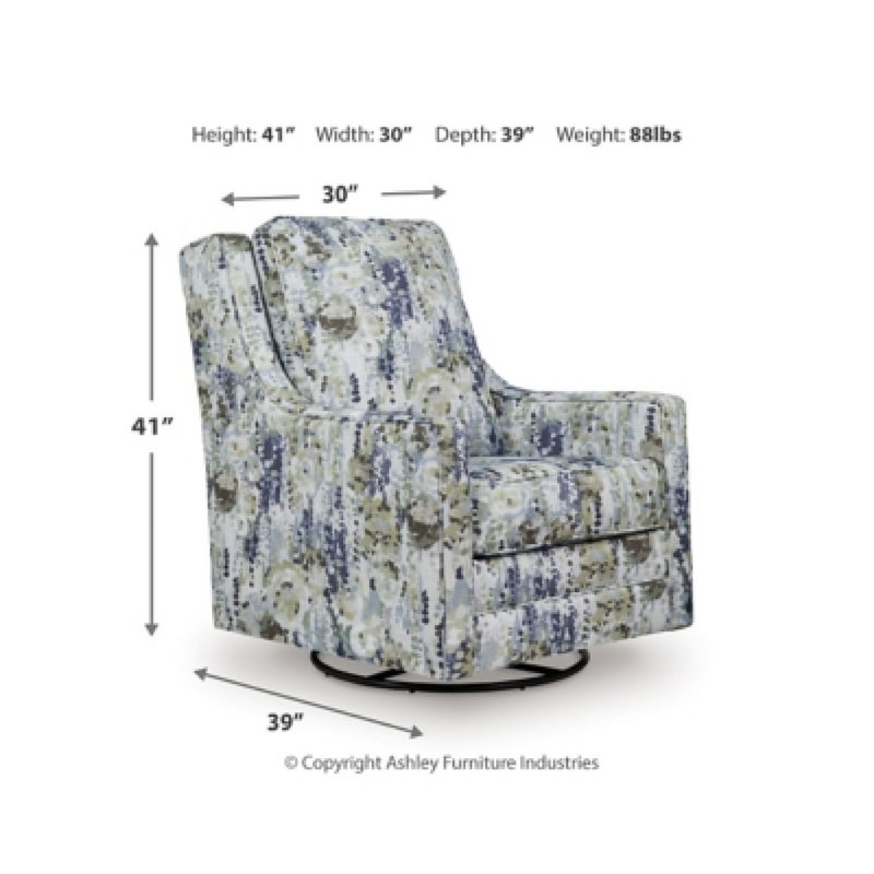 Fauteuil oscillant pivotant Dusty, détails floraux, polyester multicolore