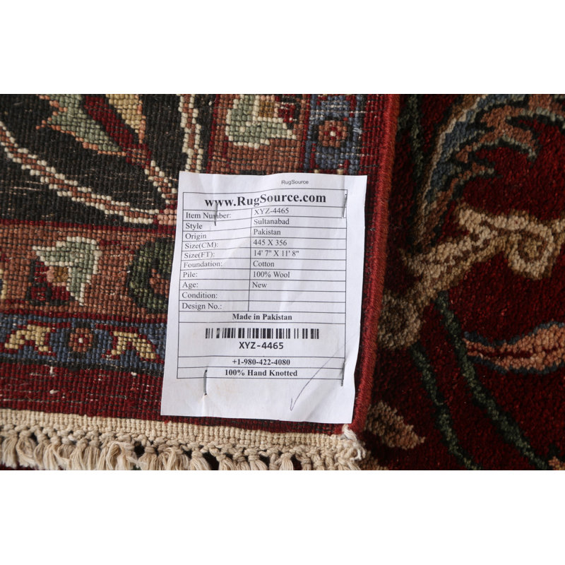 One-of-a-Kind Rectangle 11'8'' X 14'7'' New Age Wool Area Rug in Red