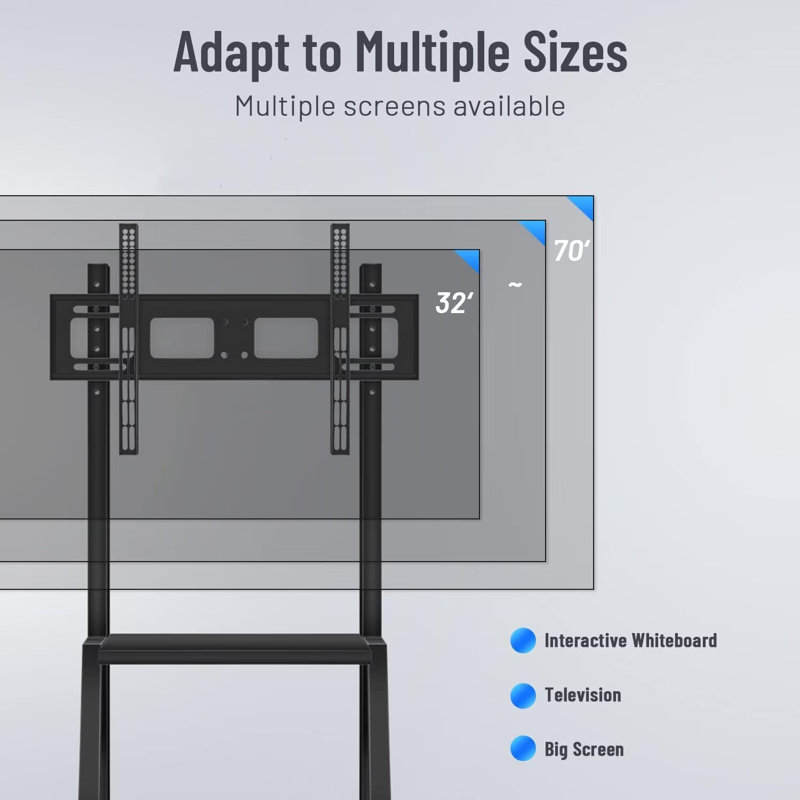 JYXCN Adjustable Height Smart Board Cart | Compatible with 32-70 Inch Screens, 300lb Weight Capacity