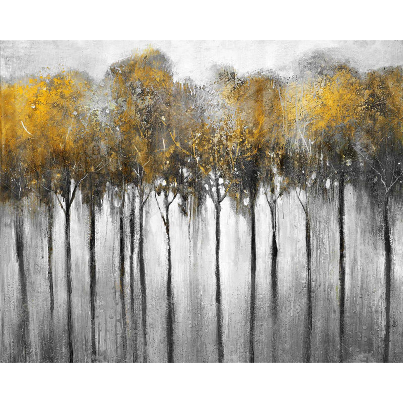 Abstract Yellow Forest - Landscape Canvas for Home Decor