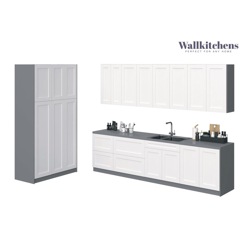 FK-OASIS 123'' W x 96'' H Medium Density Fiberboard (MDF) Kitchen Cabinet Set Ready-to-Assemble, White Matte