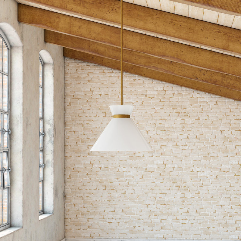 Luminaire suspendu conique à 1 lumière Rafaella, Or brossé, H 5,625 po x l 8 po x P 8 po
