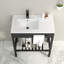Évier de service 32 "x 18,5" en céramique en porcelaine avec cadre en acier inoxydable noir et tablette à serviettes