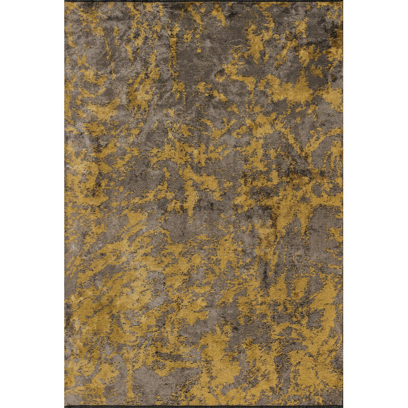 Rapture Yellow/Gray Luxury Area Rug, Rectangle 7'10" x 11'2"