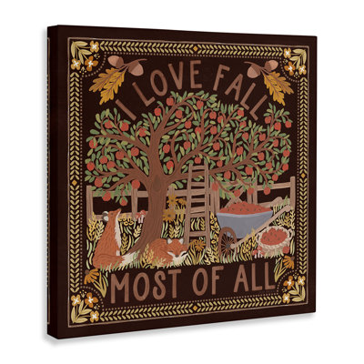 Love Fall on Brown Canvas Wall Art by Laura Marshall