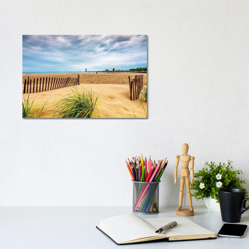 Milwaukee Pierhead Lighthouse And Beach 1 Piece Wrapped Canvas Wall Art, 20.32cm H x 30.48cm W