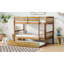 Lit simple superposé en bois d'hévéa simple avec lit gigogne, convertible en 2 lits simples avec échelle et garde-corps, chêne blanc