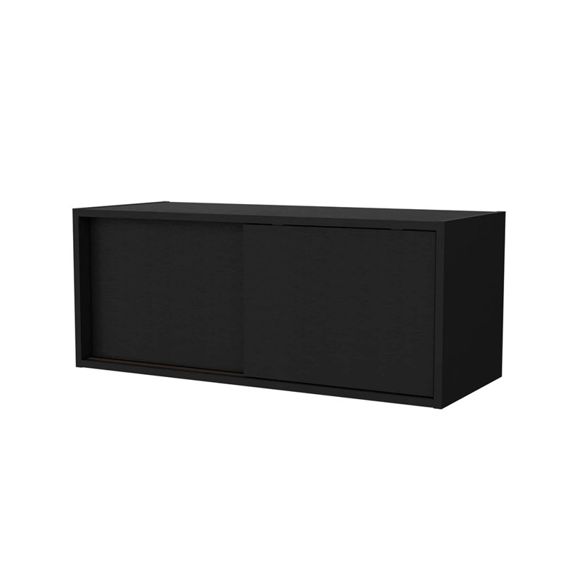 Floating Cabinet With Sliding Door, Black