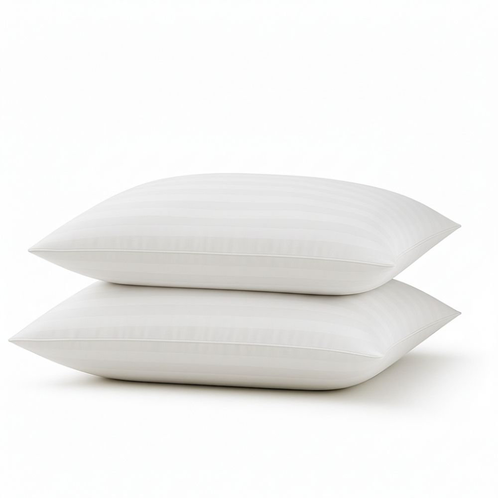 Opulent Home Ultra Soft Striped Pillow – Breathable Microfibre Cover Bed Pillows | Soft Medium (Back Sleepers) & Medium Firm (Side Sleepers) | Packs o