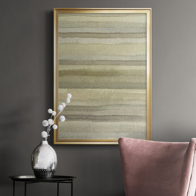 «Lines In Neutral I», reproduction encadrée de qualité supérieure - prête à être accrochée, Encadrement doré, Pas de tapis