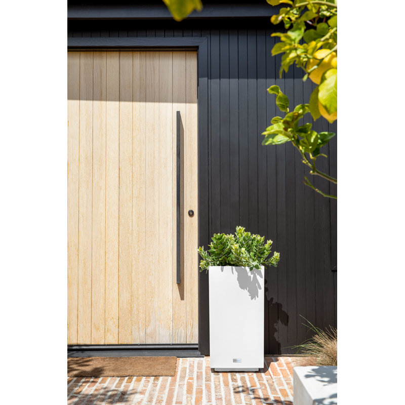 Block Series Pedestal Planter, White, 26” H x 13.5” W x 13.5” D