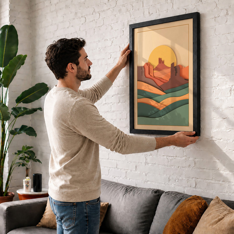 Desert At Sunrise Modern - Print, Oak, A3 - 42.0 x 29.7 cm